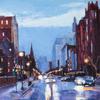 "Winter Morning on Newbury Street", 2014.  Oil on panel, 40 x 30 inches.