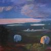 Margit Enggaard Poulsen, Marsh Sheep, Fanoe, Acrylic on Canvas, 39.5'' x 49.5''