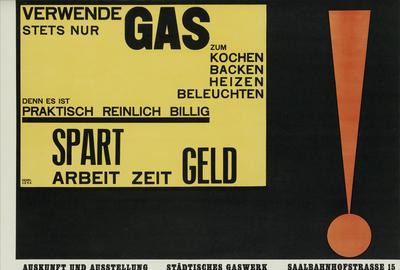 Walter Dexel, Verwende Stets Nur Gas, 1924.  Estimate $20,000 to $30,000.