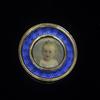 Miniature portrait in a medallion showing the infant Prince Sergei Sergeevich, 1898.  Watercolor on ivory, 14K yellow gold, blue guilloche enamel, ivory back, 1 1/2 x 1/4 inches (framed).  Promised gift of Marina Belosselsky-Belozersky Kasarda