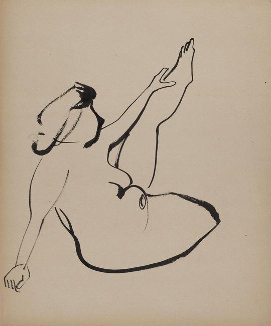 Isamu Noguchi, Figure Study, c.  1933.  Ink on paper, 24 3/8 x 20 1/8 inches.  Courtesy The Noguchi Museum.  