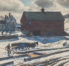 AIDEN L.  RIPLEY, American (1896-1969), Thaw at Hot House, watercolor and gouache on paper, signed "A.L.  Ripley" lower left.