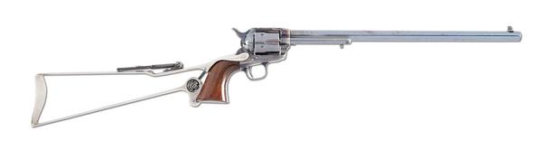 Noted collector Mel Guy’s Colt Buntline Special single-action Army Revolver with a 16-inch-long barrel.  Shipped by Colt in 1884.  Accompanied by extensive provenance and numerous experts’ letters attesting to the firearm’s authenticity and originality.  Estimate $400,000-$800,000