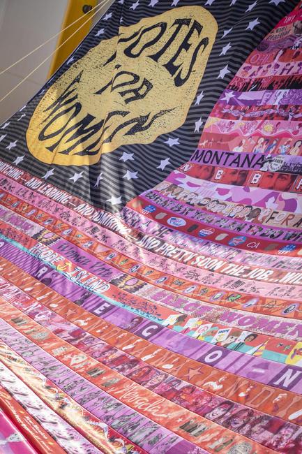 Marilyn Artus, Her Flag (detail), 2020; UV grade polyester, 18 x 26 ft.; Courtesy of the artist; Photo by Shevaun Williams