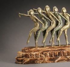 Demétre Chiparus (Romanian 1886-1947), Les Girls, chryselephantine cold painted bronze sculptures