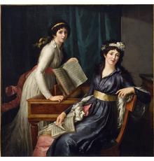 Pauline Auzou, "Two Women Making Music," ca.  1796.  Oil on Canvas.  SBMA, Gift of Mrs.  Hugh N.  Kirkland.