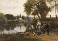 Daniel Ridgway Knight, Waiting for the Ferry, 1885.  Heckscher Museum of Art; August Heckscher Collection 