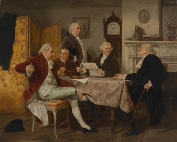 Alonzo Chappel Drafting the Declaration of Independence.  n.d.  Oil on canvas.  20 x 24 in.  August Heckscher Collection 1959.184