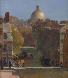 Childe Hassam (1859-1935), Mount Vernon Street, Boston, Looking Toward the State House, c.  1890.  Oil on canvas, 18 ¼ x 16 in.  Signed lower right.  Courtesy of Godel & Co.  Fine Art (NY)