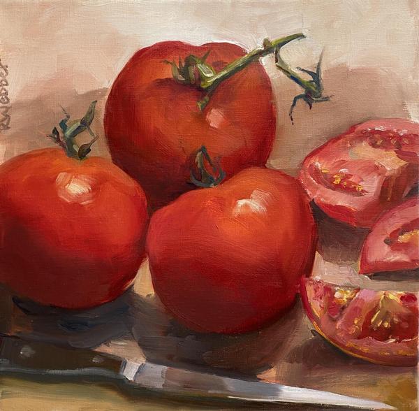 Rosemary Webber, "Tomatoes off the Vine", oil 