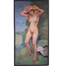 LOT 1O Artist: Georges D'Espagnat (1870-1950) Title: Femme Nue Medium: Oil on Canvas Size: 33” x 64” (84 x 162.5 cm) approximate canvas size Provenance: Estate of Louis & Annette Kaufman.  ESTIMATE: $12,000-18,000 