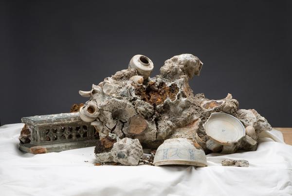 Concretion of ceramics, approx.  1450–1500.  Vietnam.  Stone, antler, shell, corroding iron, and remains of sea creatures.  Asian Art Museum, Acquisition made possible by Betty and Bruce Alberts, Will and June Arney Roadman, Annie and Cameron Dorsey, Jean and Lindsay MacDermid, Rhoda Stuart Mesker, and Ann Witter, 2000.31.  Photograph © Asian Art Museum.