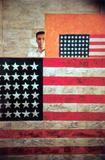 Dan Budnick, Portrait of Jasper Johns at Leo Castelli's Gallery, 1958.  Silver dye bleach print.  Santa Barbara Museum of Art, Museum purchase with funds provided by PhotoFutures.