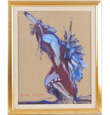 Framed Fritz Scholder Oil Linen Of A Native Dancer