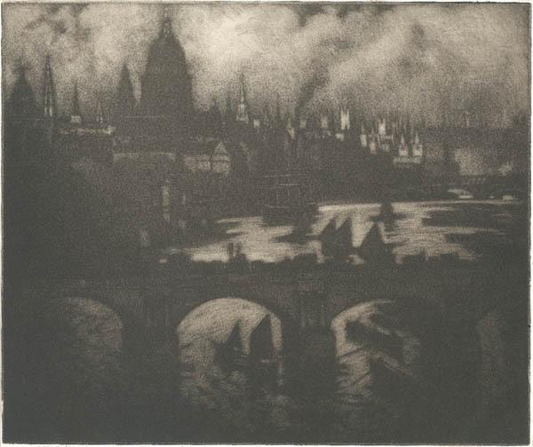 Wren's City, 1909.  Mezzotint.