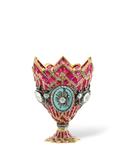 A Magnificent Swiss Gold, Ruby, Diamond, and Enamel Zarf, Geneva, circa 1840, estimate: $150,000-200,000 