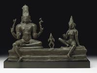 Important bronze group of Somaskanda from South India of the Chola period, circa 11th century 