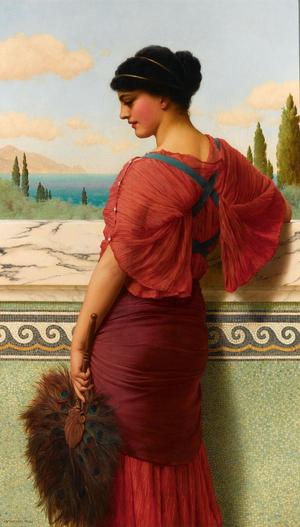 Godward's "Phyleis" renders the Greek tragedy with an exquisite color palette and meticulous detailing 