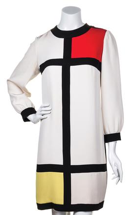 a Yves Saint Laurent Mondrian dress up for auction April 7 at Leslie Hindman Auctioneers.  Estimated at $4,000 - 6,000.  