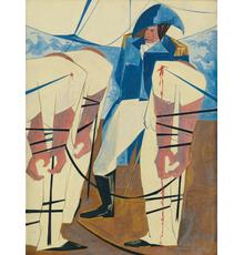 Lot 55: Jacob Lawrence, 19.  Tension on the High Seas, tempera on board, 1956.  Estimate $75,000 to $100,000.