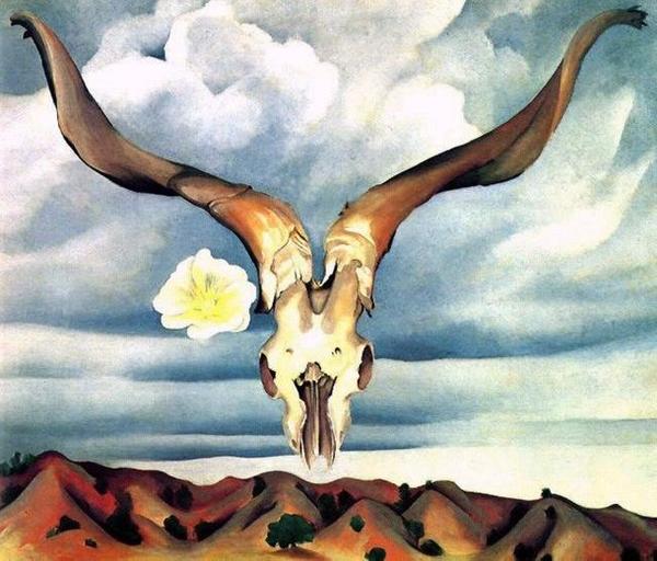 Georgia O'Keeffe, Ram's Head White Hollyhock and Little Hills, 1935.