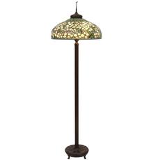 This Tiffany Studios leaded Dogwood floor lamp with a 22 inch-diameter “Holden” shaped shade with eight rows of staggered brick pattern allover mottled dogwood flowers ($50/75,000).  