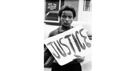 Declan Haun (American, b.  1937−1994) Picketing the Courthouse, Monroe, North Carolina, August 26, 1961, Gelatin silver print photograph).  Museum purchase, in memory of Alice R.  and Sol B.  Frank, and with funds provided by Patricia L.  Raymond, M.D.  