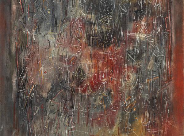 Norman Lewis (1909-1979), Multitudes (detail), 1946, oil on canvas, 39 1/4 x 26 1/2 inches / 100 x 67.3 cm, signed