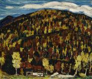 Marsden Hartley (1877- 1943) Maine Landscape, Autumn No.  13, 1909.  Oil on board, 11 3/4 x 13 1/2 in.  (29.8 x 34.3 cm)