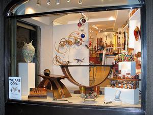 An American Craftsman Galleries' window at the new location: 217 East 60th Street, NYC