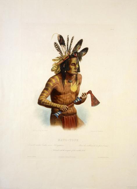 Karl Bodmer (1809 – 1893).  Mato-Tope, ca.  1833.  Buffalo Bill Historical Center, Cody, Wyoming, USA.  Gift of Clara S.  Peck.  21.69.14