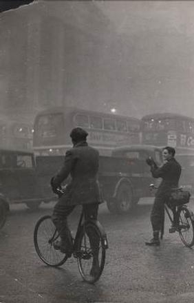 ERNST HAAS Cyclists, London, 1949 Vintage silver gelatin print Estate stamp on print verso 9.5 x 11.5 inches 