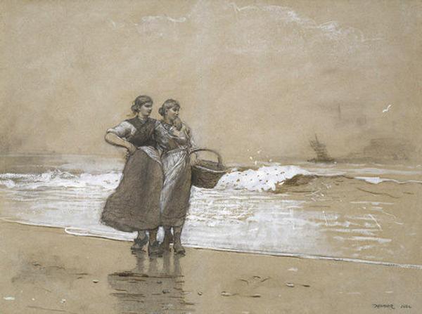 Winslow Homer (1836–1910) Blyth Sands, 1882.  Charcoal, graphite, ink, chalk, and opaque white on paper.  1982.58 .