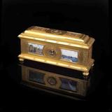 A MAGNIFICENT George V Gold Freedom Casket enamelled with the arms of the County Borough of Newport (Wales) , estimated at £18,000-22,000.