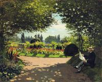 Claude Monet, Adolphe Monet in the Garden of Le Coteau at Sainte-Adresse, oil on canvas, 32 1/2 x 39 5/8 in., 1867.  Anonymous loan.