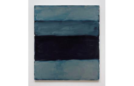 Sean Scully, Landline Black Blue, 2014, Oil on aluminium, 215.9 x 190.5 cm / 85 x 75 in.  from exhibitor Kerlin Gallery