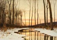 Lockwood de Forest (1850-1932) Winter Twilight, Hudson, New York 1900 Oil on canvas 21 ½ x 30 inches Signed and dated lower left: L De Forest, 1900