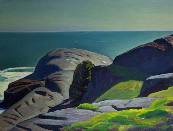 Rockwell Kent-Monhegan (c.1948) 12" x 16" oil on board