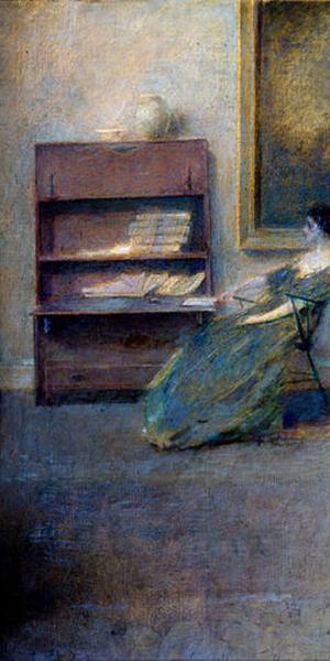 THOMAS WILMER DEWING, The White Dress.  Oil on canvas.