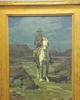 Frank Tenney Johnson's "Trooper on Guard" given to the library in Bridgewater, Mass.  in the 1960s.