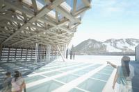 Rendering of the new roof deck sculpture garden at the Aspen Art Museum.