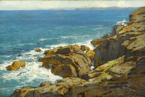 William Wendt (American, 1865-1946) "Vibrant Coast" (Dana Point)..  oil on canvas, 24 x 36in.  Sold for $233,000 including buyer's premium 