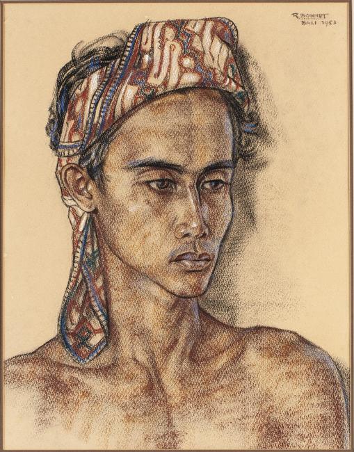 Rudolf Bonnet (Dutch, 1895-1978), Balinese Chieftain, Pastel, 1953