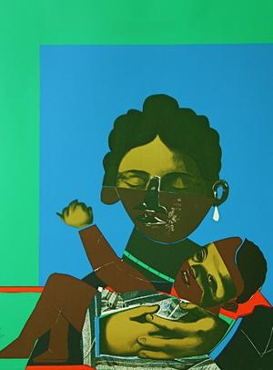 Romare Bearden, Mother and Child, 1971, color screenprint from "Conspiracy: the Artist as Witness"