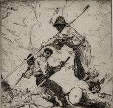 Frank W.  Benson (1862-1951), The Log Jam, 1915, etching, 9 ⅞ by 7 ⅞ inches, Estimate: $6,000-$9,000