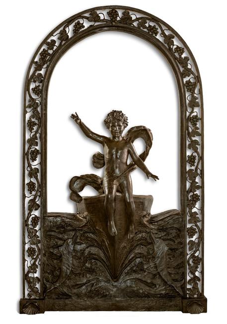 Bronze creation by Bessie Potter Vonnoh (American, 1872-1955), titled Life and Love Springs from the Sea, (1935), cast by Roman Bronze Works, 113 inches tall by 68 inches wide (est.  $180,000-$220,000).  