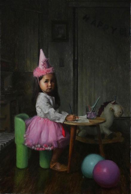 One of the works included in the exhibition, Birthday Girl by Matt Duckett, shows his daughter after her birthday during quarantine.