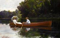 Abbott Fuller Graves (American, 1859-1936) Rowing to Picnic Rock  oil on canvas 32 x 46in Painted circa 1900 Sold $197,000 