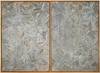 Jasper Johns, The Dutch Wives, 1975.  Encaustic and collage on canvas (two panels mounted together).  Collection of the artist.  Art © Jasper Johns/Licensed by VAGA, New York, NY.