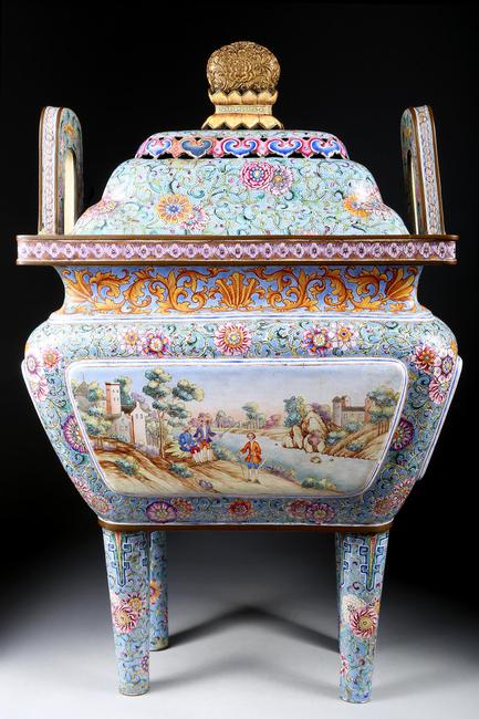 Qianlong Period Chinese Enameled Metal Censer